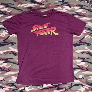 Street Fighter embroidered shirt medium burgundy